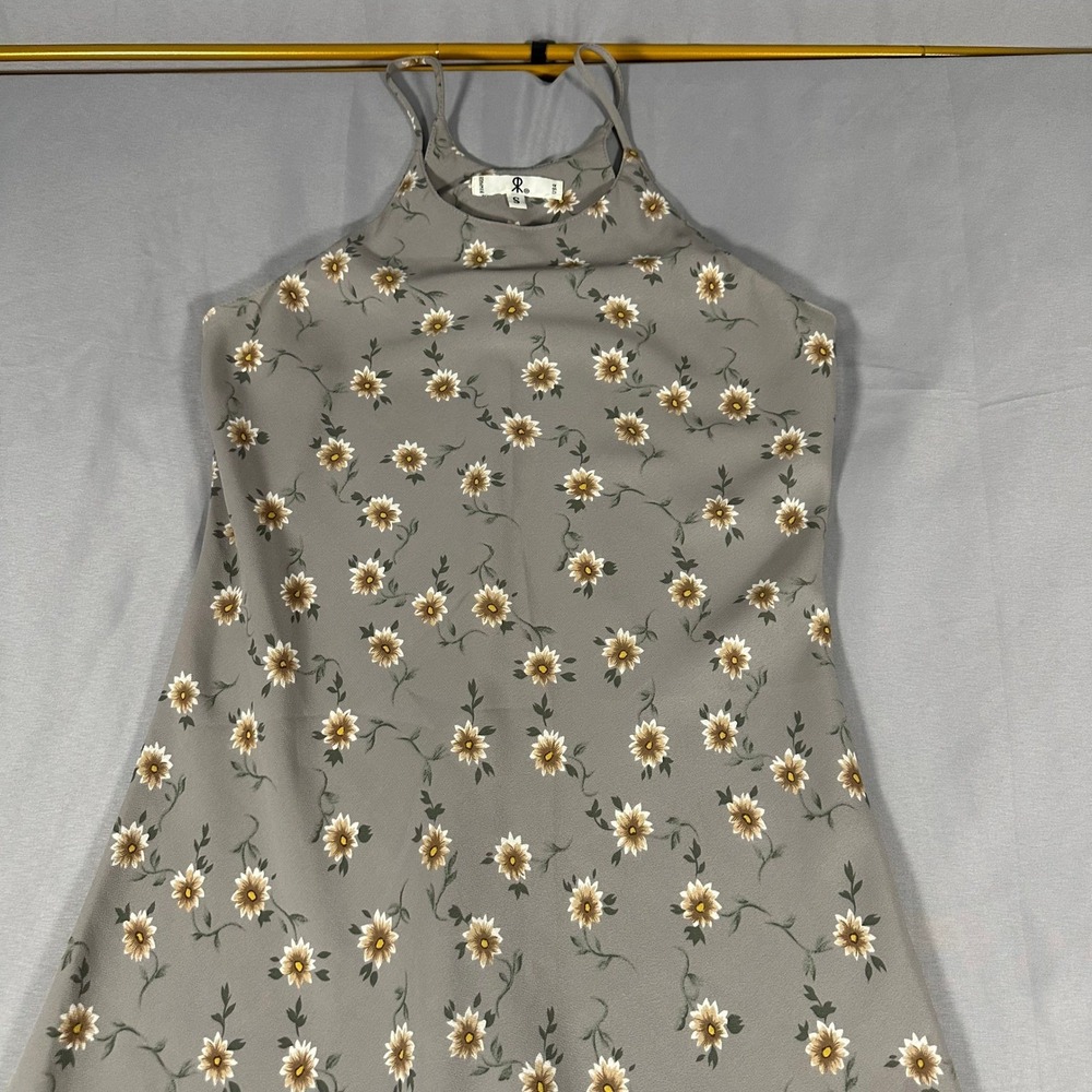 Rampage Vintage 90s Daisy Floral Halter Maxi Dress Grey Made in USA Small - Picture 3 of 13